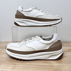 Cushionaire Women Platform 7M Score Sneaker Shoe Memory Foam Comfort White Tan